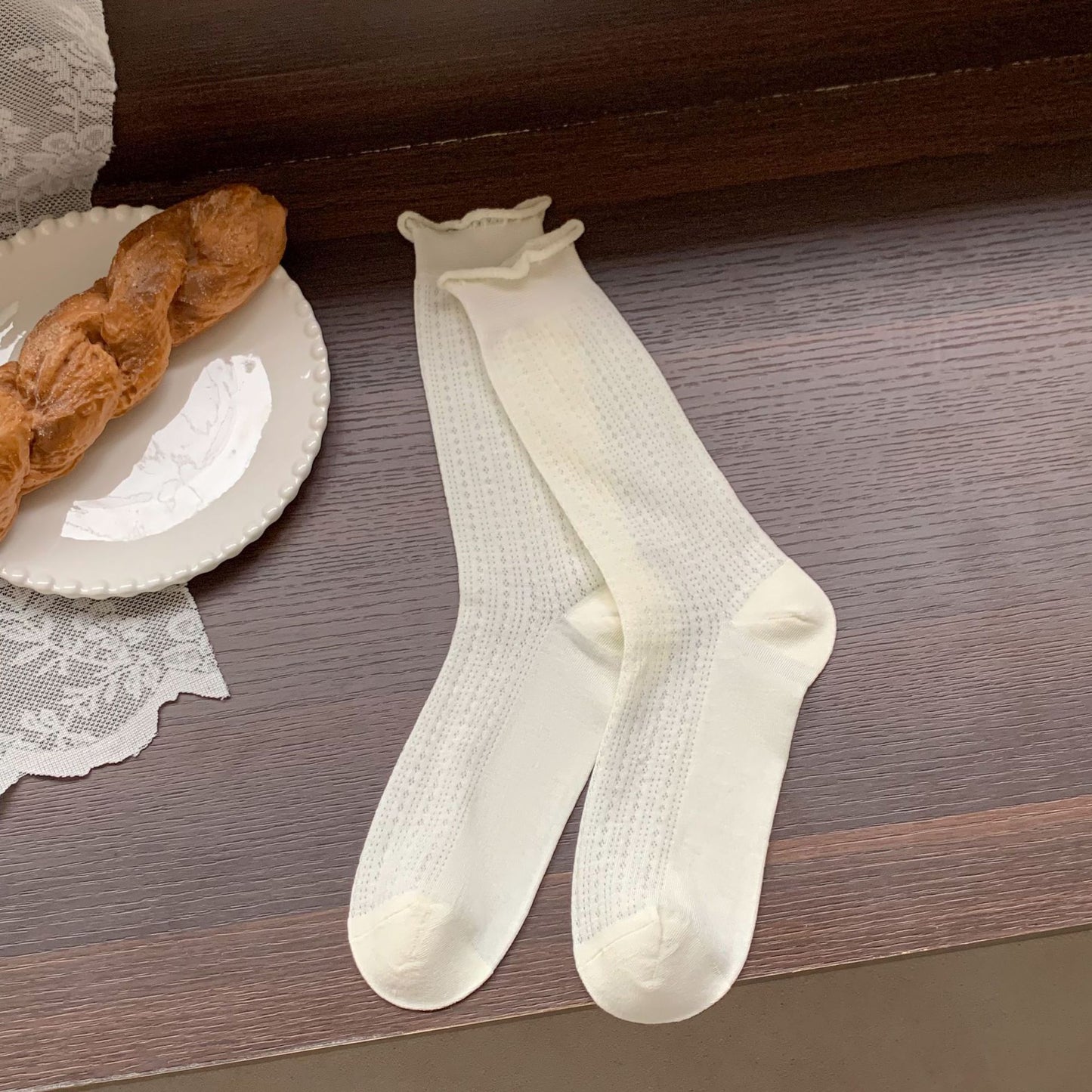 Sheer Cotton Crew Socks | Thin Summer Mid-Calf for Women