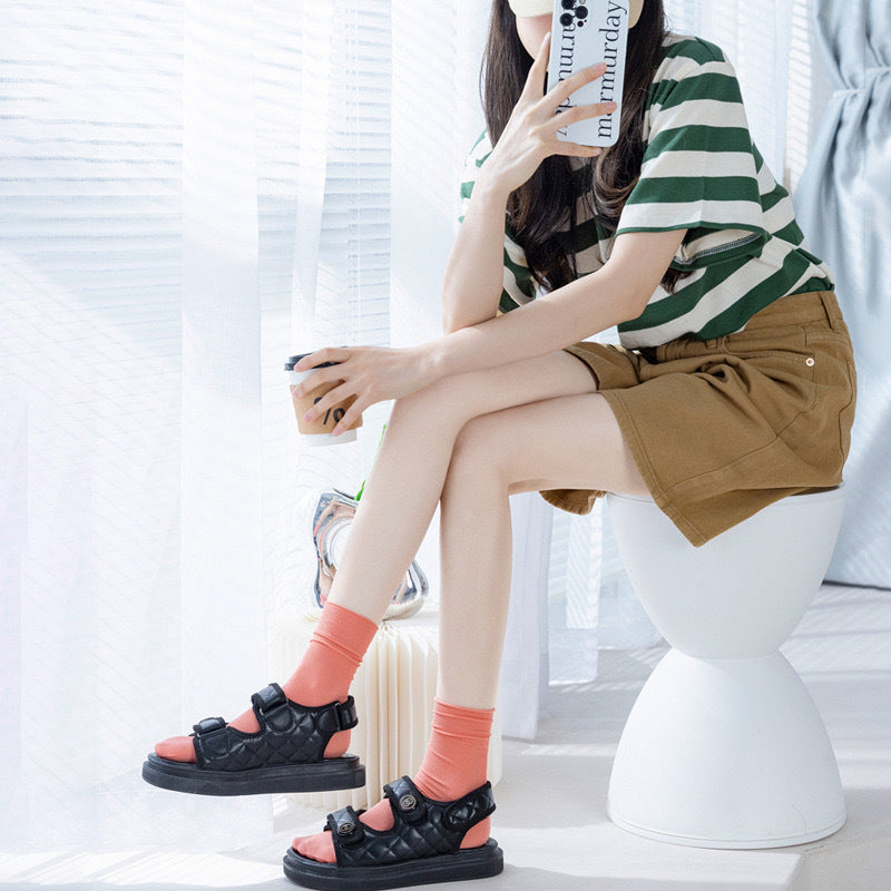Thin Ice Silk Slouch Crew Socks for Women | Breathable Summer Solid Socks