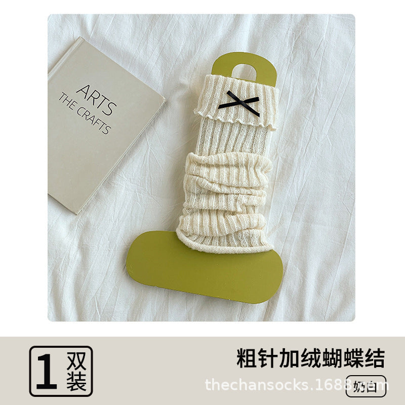 Cozy Ruffled Bow Slouch Socks for Women | Warm Winter JK Socks