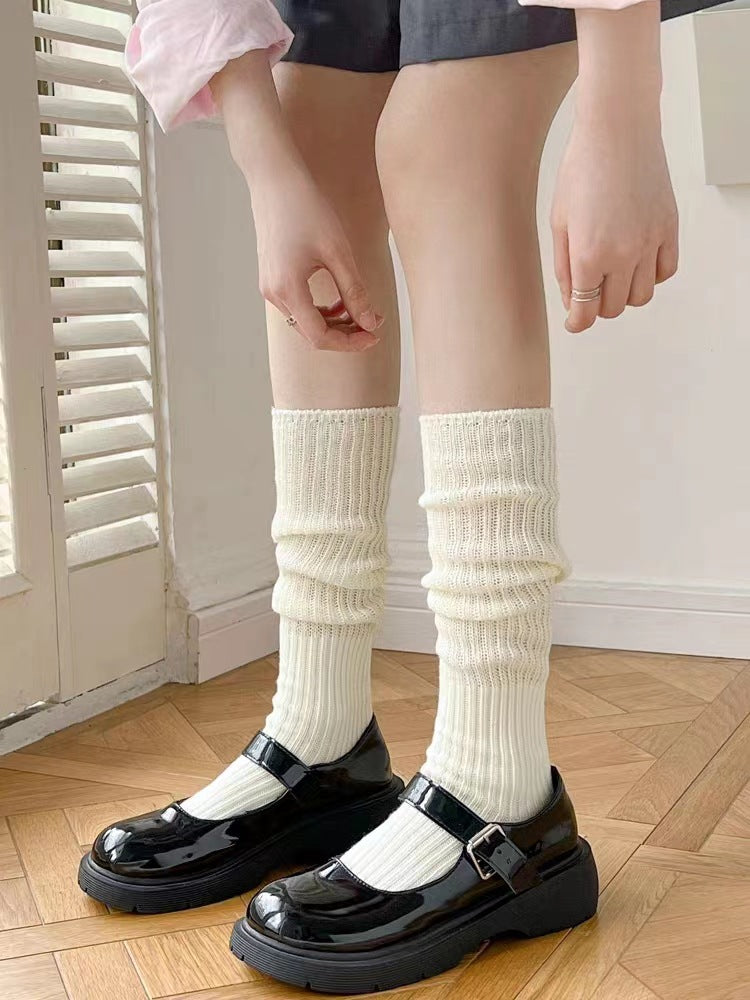 Slouch Knee High Crew Socks | Vertical Striped Slimming Socks for Women