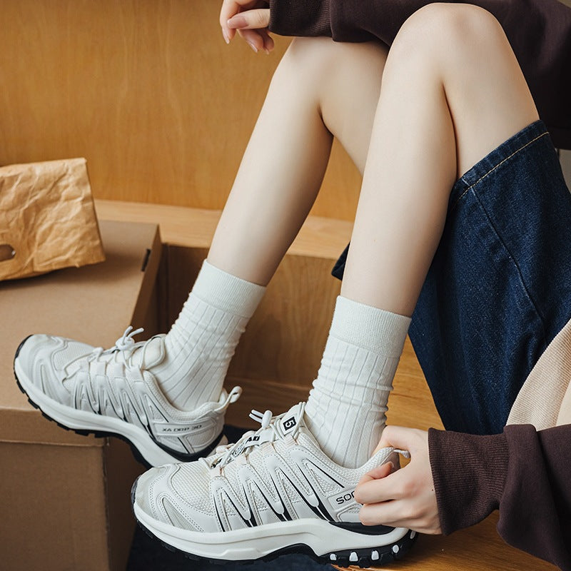 Ribbed Cotton Crew Socks for Women | Breathable Everyday Socks