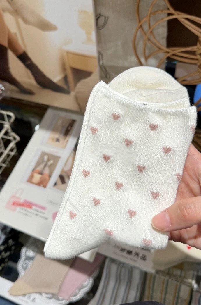 Cute Heart Print Ankle Socks for Women | Soft Cotton Everyday Socks