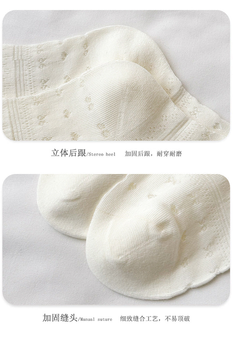 Sheer Cotton Crew Socks for Women | Bow Back Lace Trim