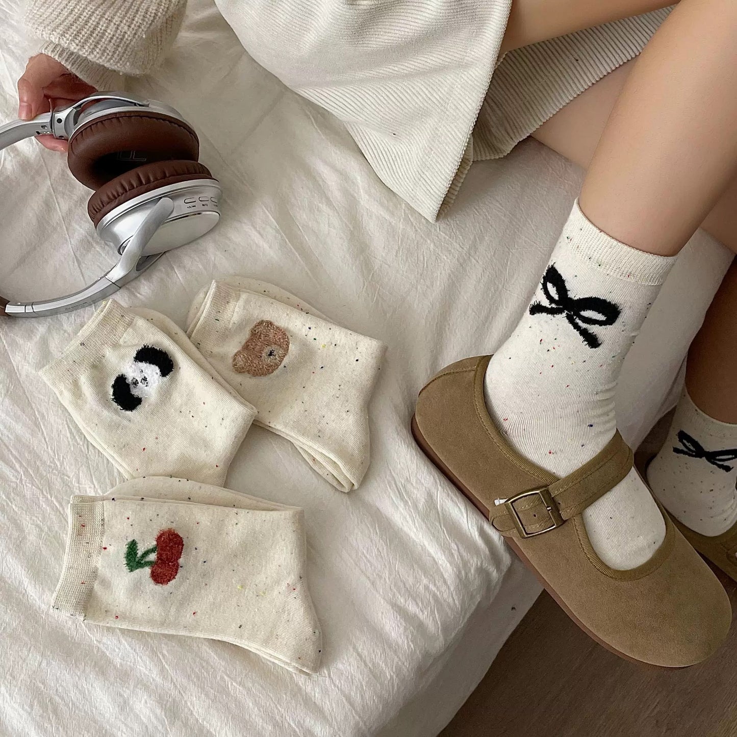 Cute Novelty Cotton Crew Socks for Women | Trendy Patterned Socks