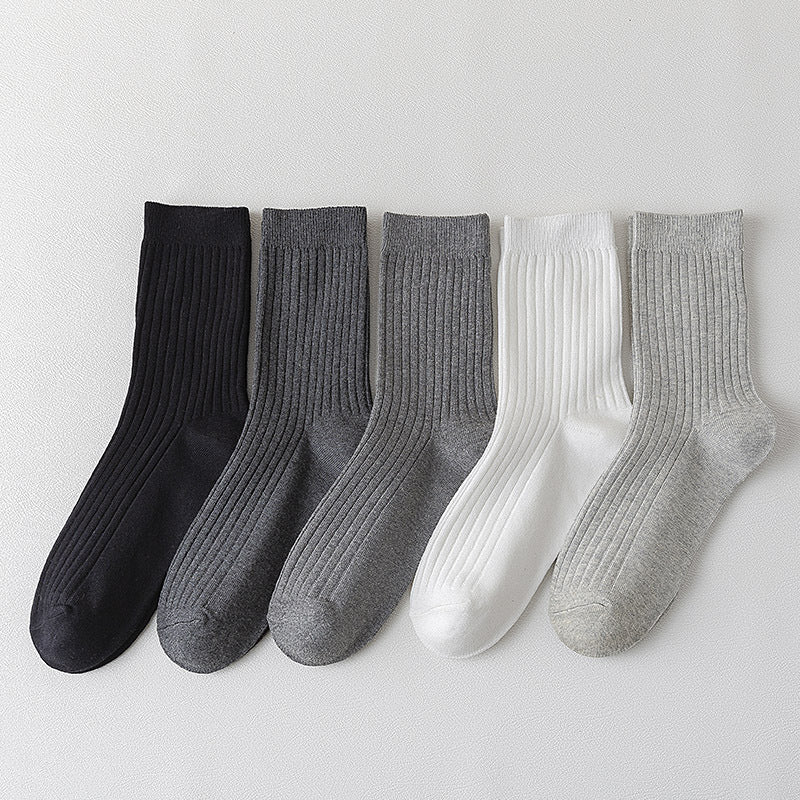 Solid Cotton Crew Socks for Men | Breathable Work & Athletic Socks