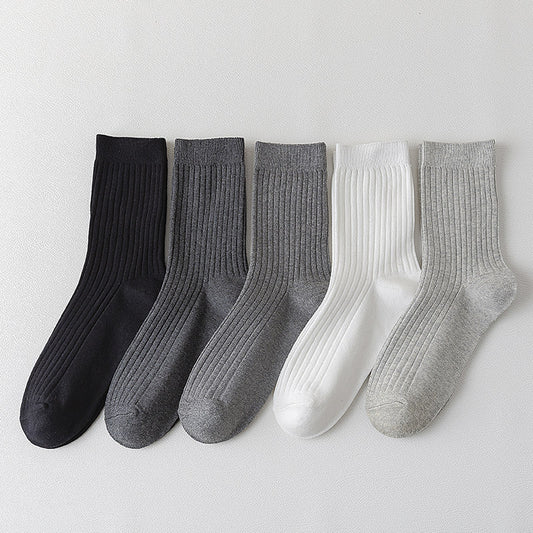 Solid Cotton Crew Socks for Men | Breathable Work & Athletic Socks