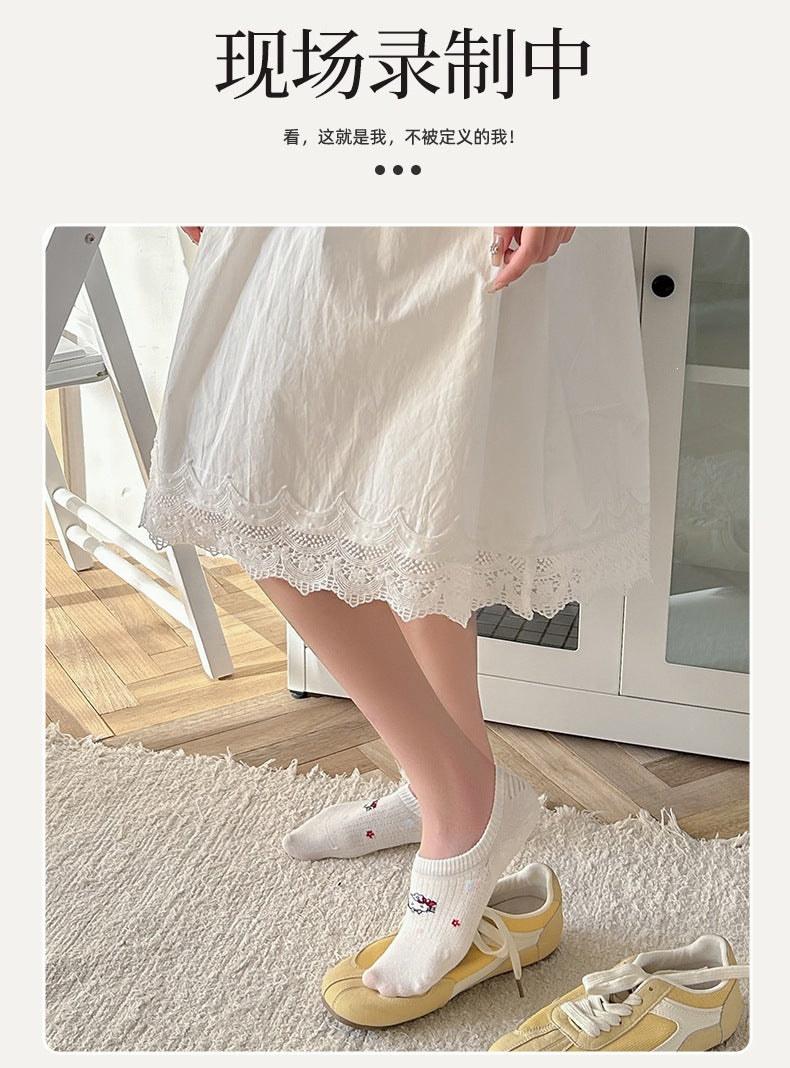 Cute Cat No-Show Socks for Women | Non-Slip Cotton Low Cut