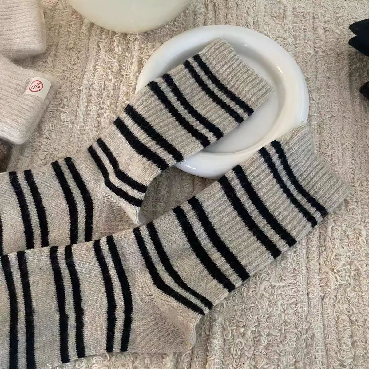 Cozy Striped Crew Socks for Women | Thick Warm Winter Socks