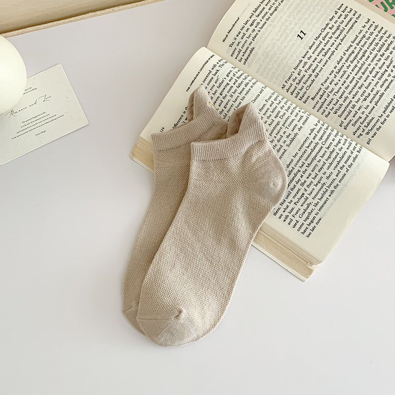 Embroidered Crown No-Show Socks | Breathable Summer Mesh Socks for Women