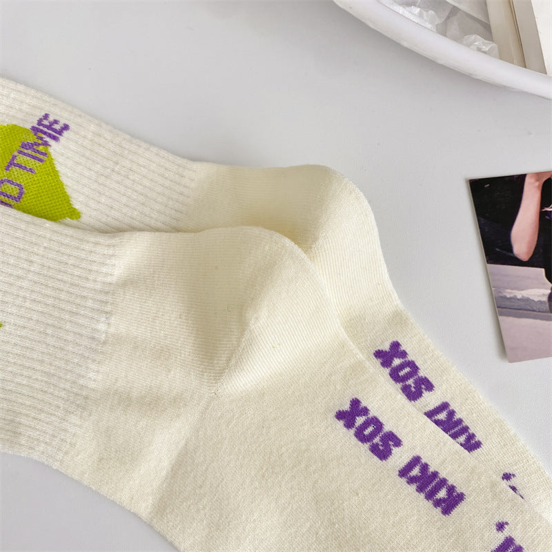Trendy Graphic Crew Socks | Cotton Casual Athletic Socks for Women