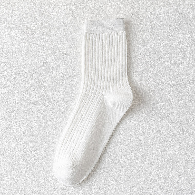 Solid Cotton Crew Socks for Men | Breathable Work & Athletic Socks