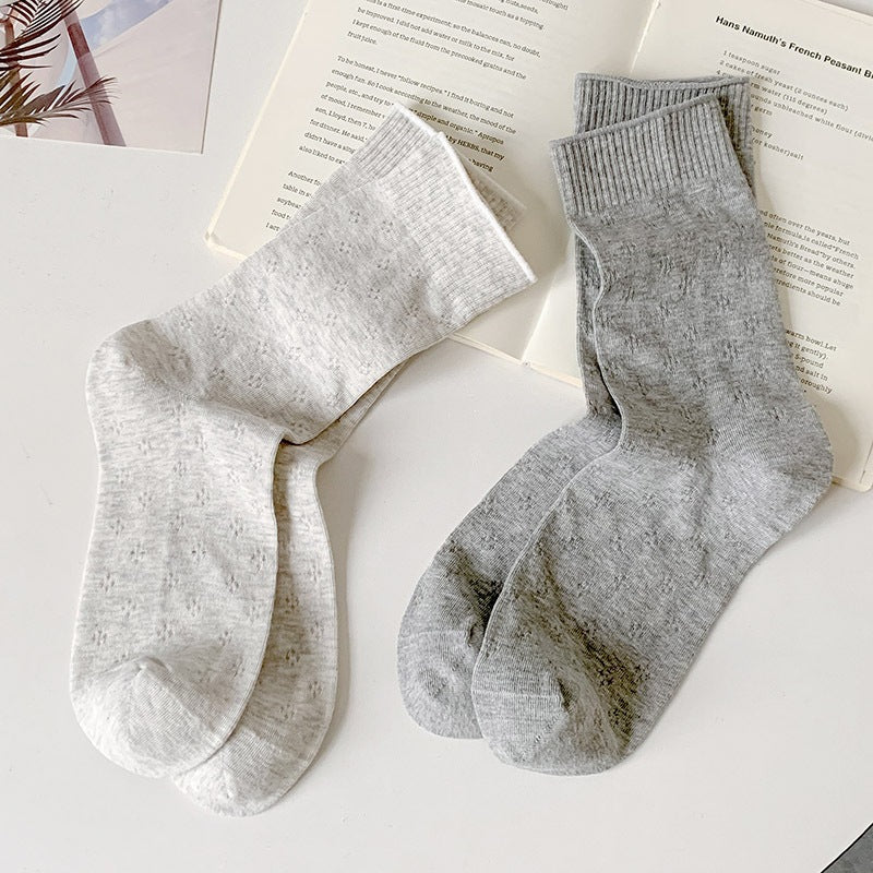 Clover Pattern Crew Socks for Women | Breathable Thin Summer Socks