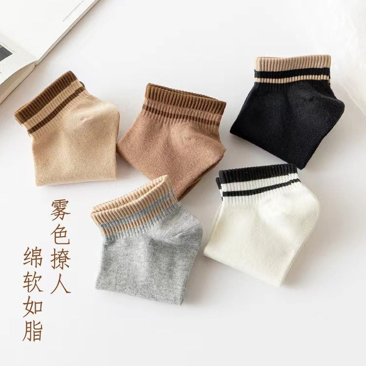 Striped Ankle Socks for Women | Breathable Cotton Casual Summer Socks