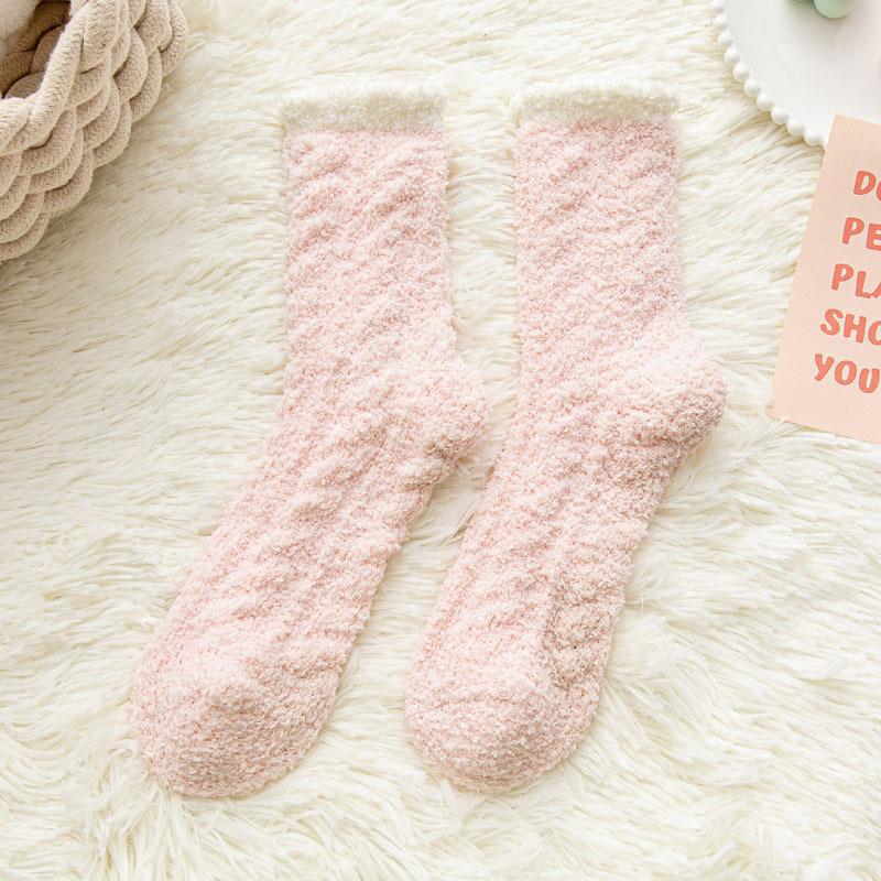 Cozy Fuzzy Coral Fleece Socks | Warm Winter Lounge Socks for Women