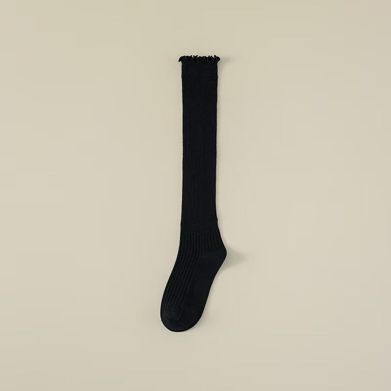 Ruffled Slouch Crew Socks | Women's Mid-Calf Cotton Socks