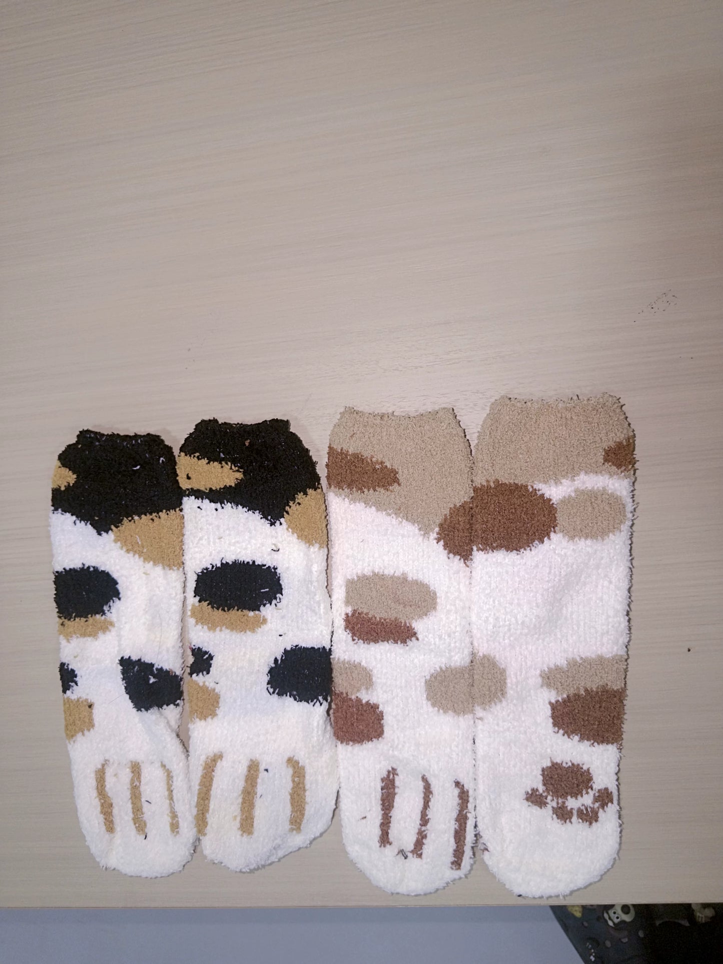 Fuzzy Cat Paw Cozy Crew Socks | Warm Winter Lounge Socks