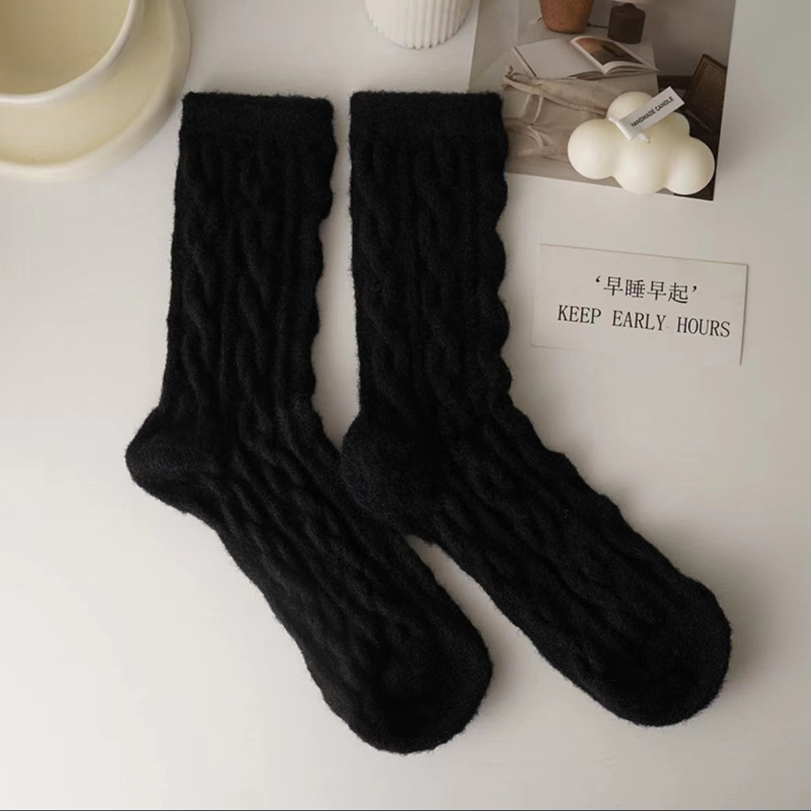 Cozy Fuzzy Crew Socks for Women | Warm Thick Winter Lounge