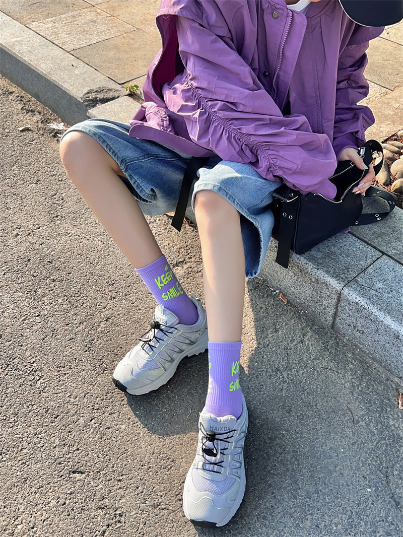 Trendy Graphic Crew Socks | Cotton Casual Athletic Socks for Women