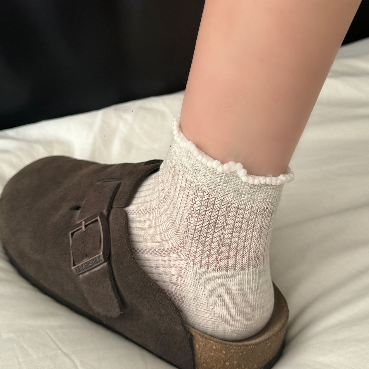 Ruffle Trim Mesh Ankle Socks | Breathable Summer Socks for Women
