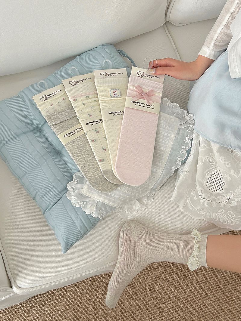 Seamless Cotton Crew Socks for Women | Fresh Pastel Slouch Socks