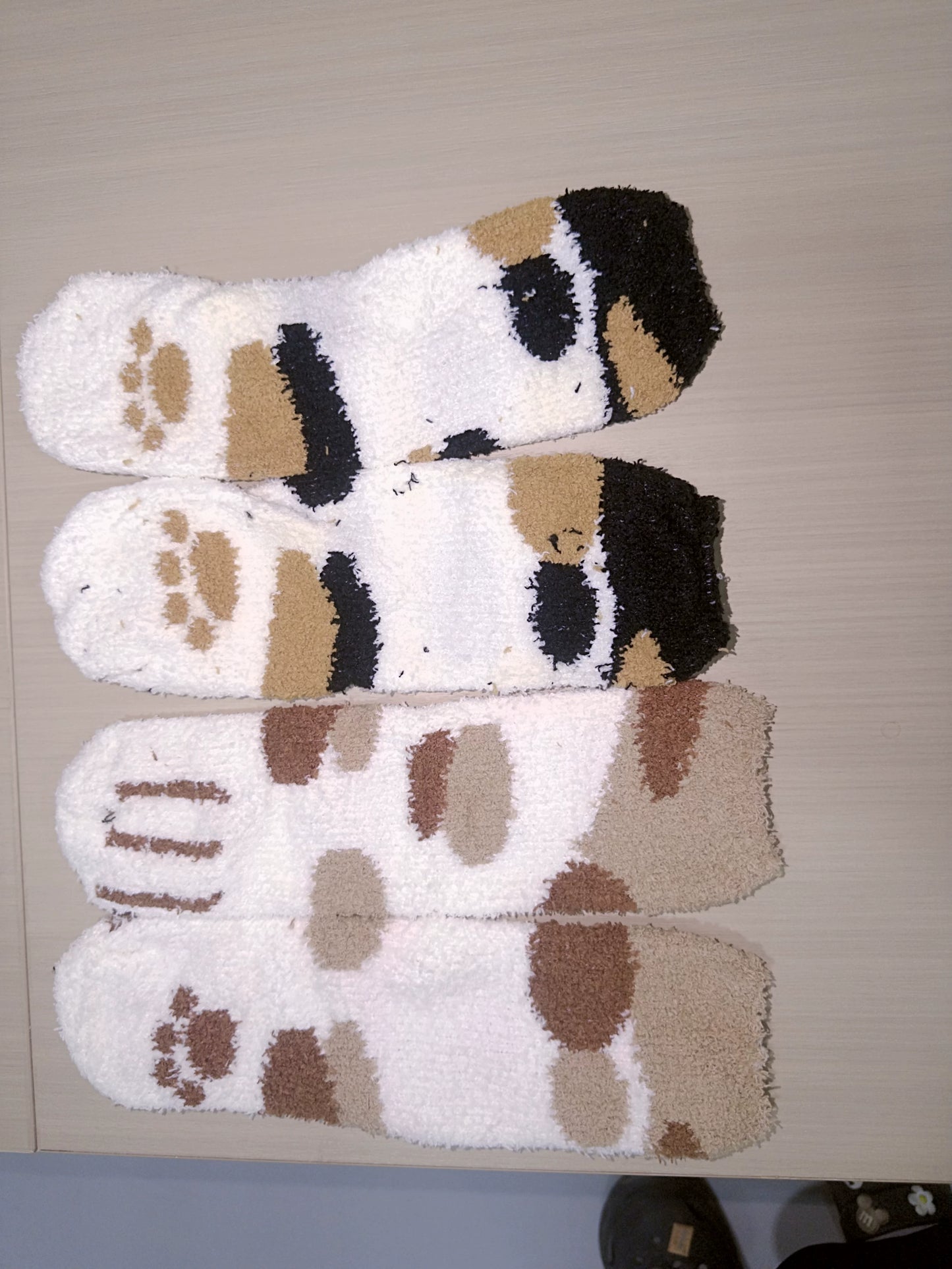 Fuzzy Cat Paw Cozy Crew Socks | Warm Winter Lounge Socks