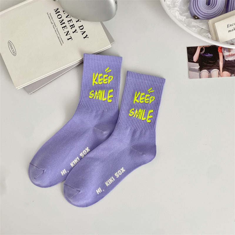 Trendy Graphic Crew Socks | Cotton Casual Athletic Socks for Women
