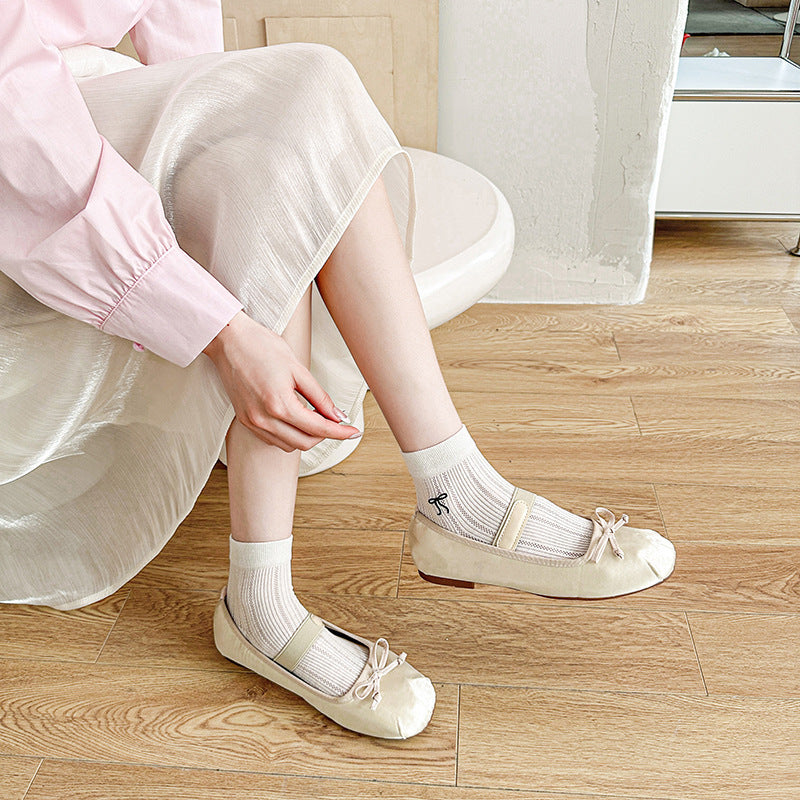 Ballet Bow Ankle Socks | Breathable Mesh Summer Women's Socks