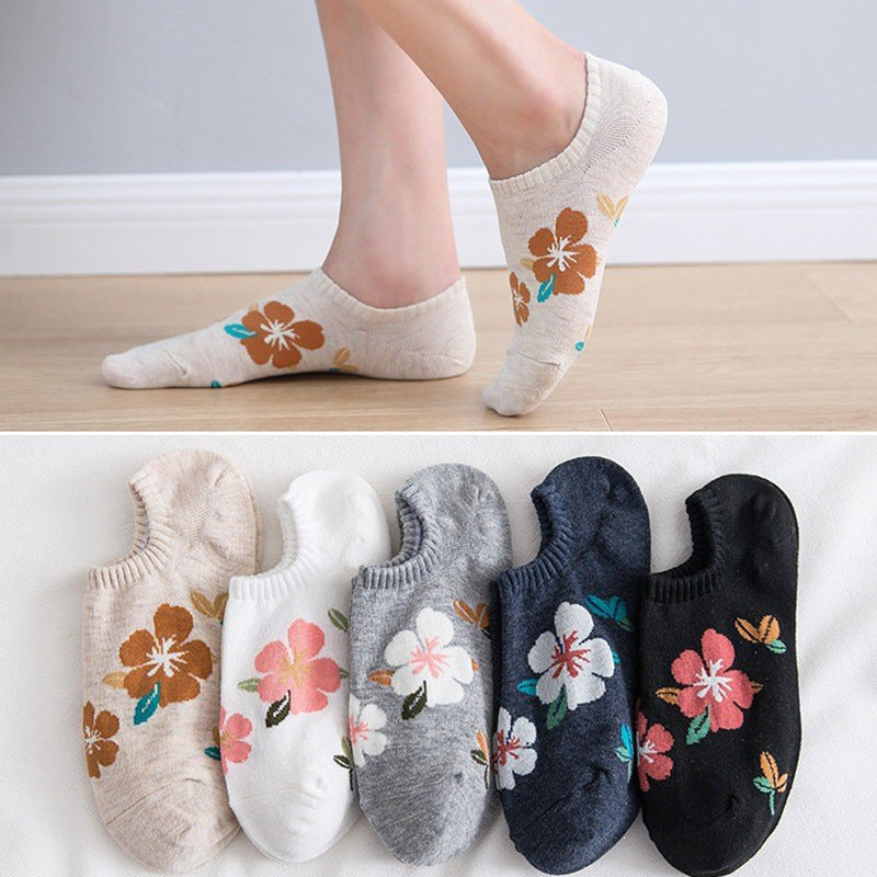 Floral No-Show Socks for Women | Soft Cotton Low Cut Socks
