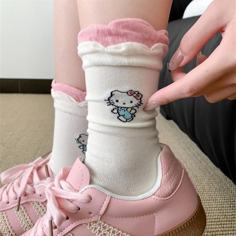 Cute Novelty Crew Socks | Kawaii Cat Print Socks for Women