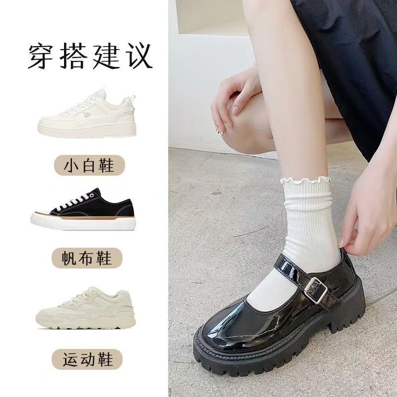 Ruffled Crew Socks for Women | Vintage Cotton Mid-Calf Socks