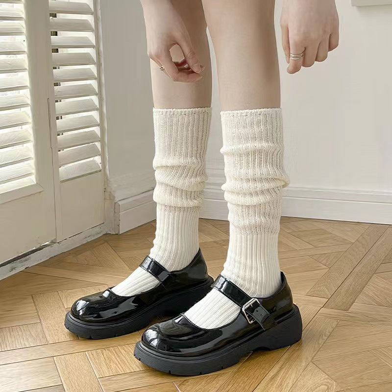 Slouch Knee High Crew Socks | Vertical Striped Slimming Socks for Women