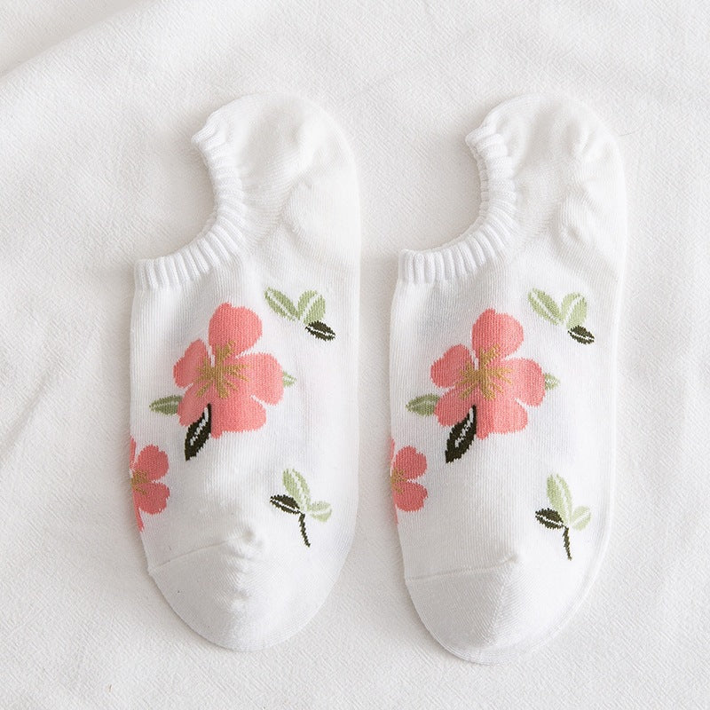 Floral No-Show Socks for Women | Soft Cotton Low Cut Socks