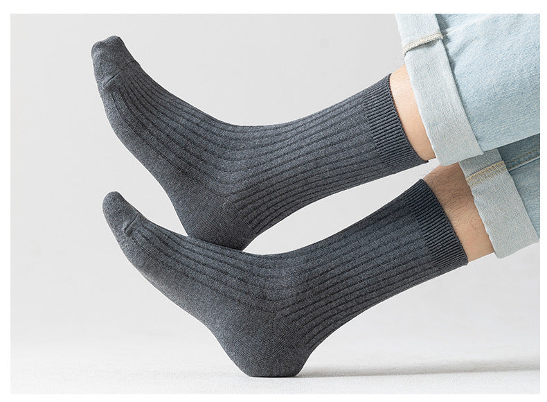 Solid Cotton Crew Socks for Men | Breathable Work & Athletic Socks