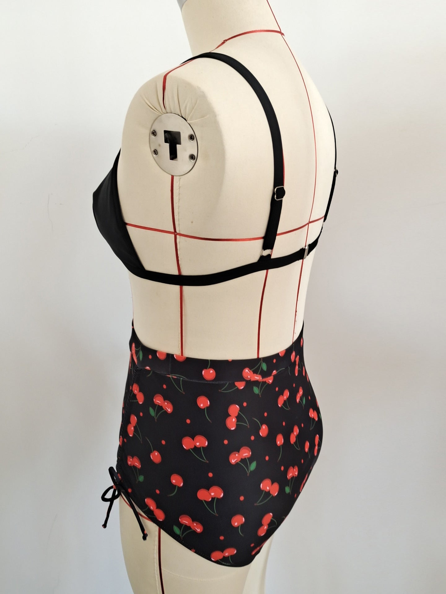 Plus Size Halter Cherry Print Tie-Side Bikini Set | Women's Swimwear