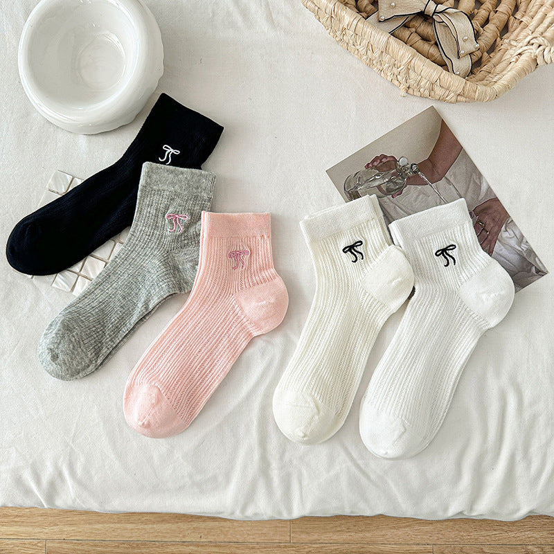 Ballet Bow Ankle Socks | Breathable Mesh Summer Women's Socks