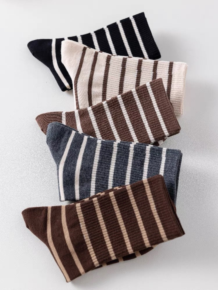 Striped Crew Socks for Women | Cotton Casual Athletic Mid-Calf Socks