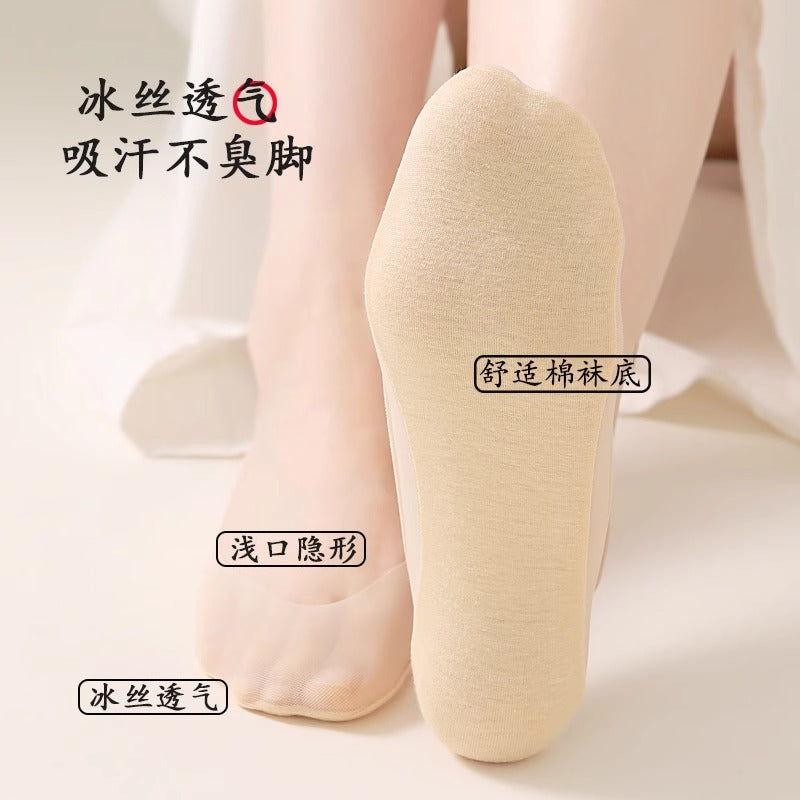 No Show Socks for Women | Non Slip Invisible Low Cut Cotton Socks