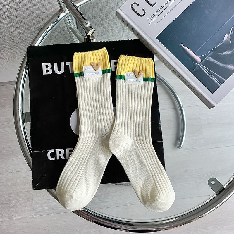 Trendy Colorblock Crew Socks for Women | Dopamine Style