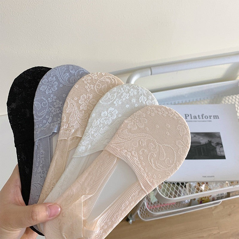 Lace No-Show Socks for Women | Non Slip Invisible Summer Socks