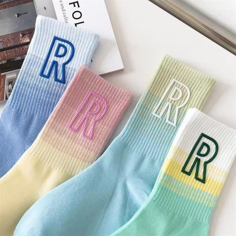 Gradient R Logo Crew Socks | Breathable Athletic Socks for Women