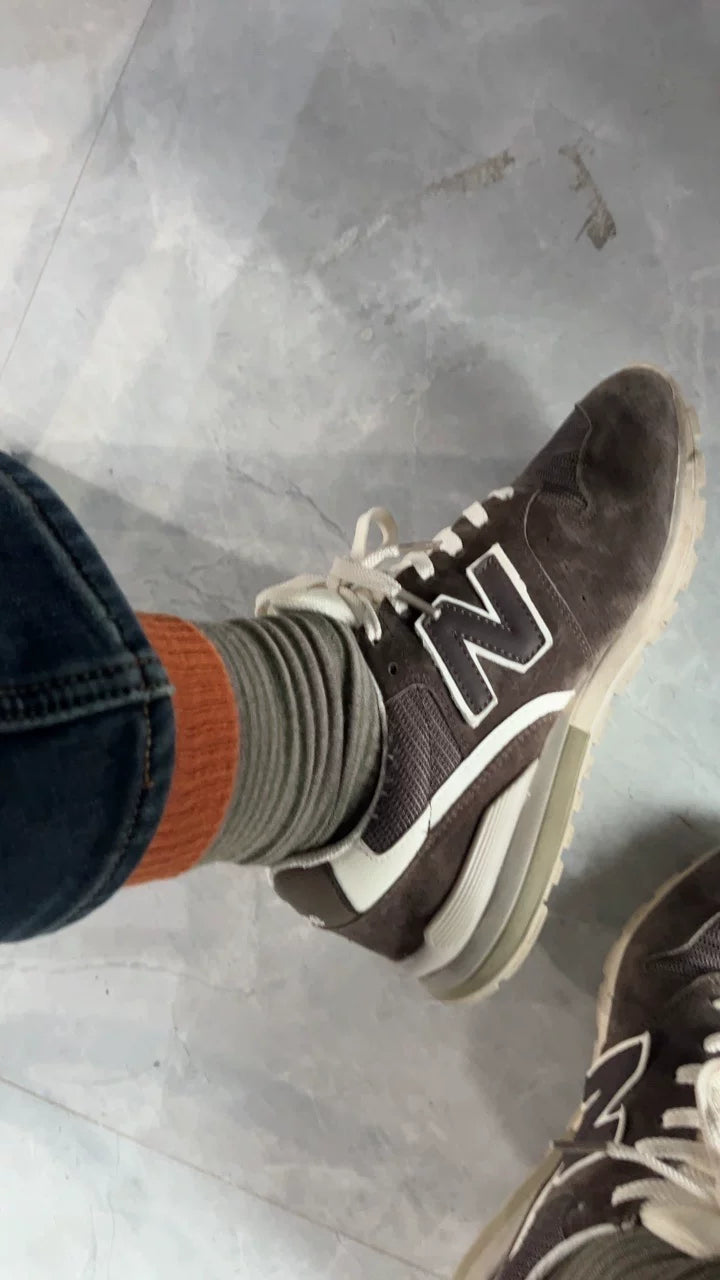 Cute Brown Patterned Crew Socks for Women | Soft Cotton