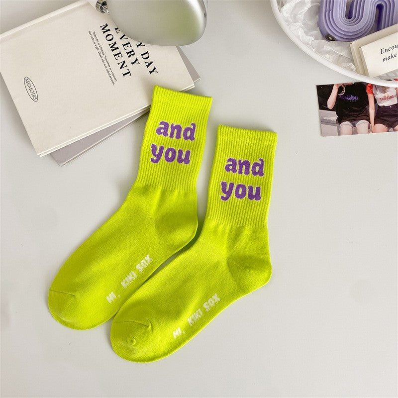 Trendy Graphic Crew Socks | Cotton Casual Athletic Socks for Women