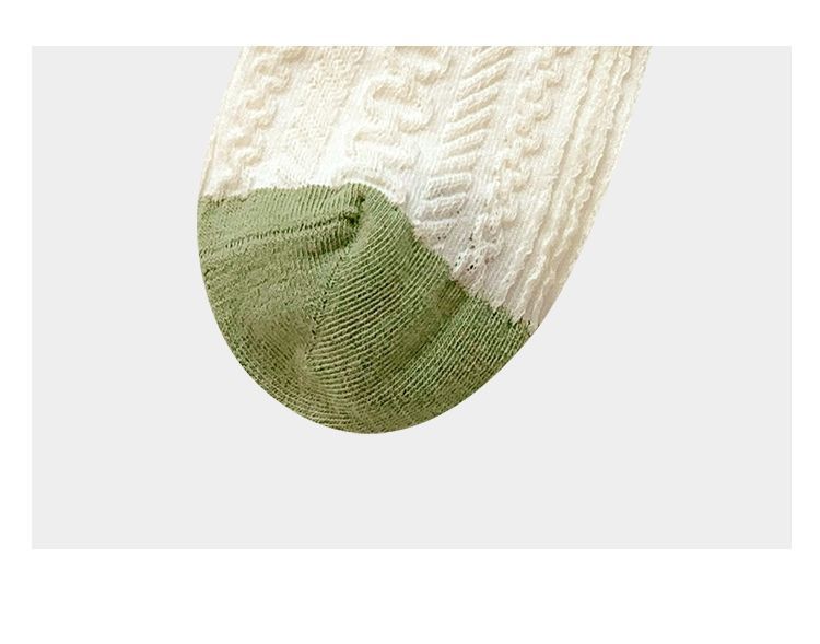 Cotton Floral Crew Socks for Women | Green Patterned Casual Socks