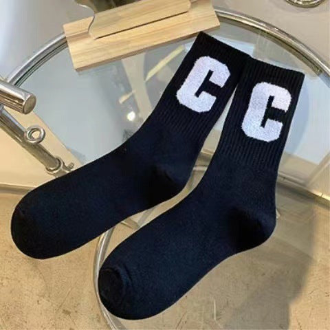 Trendy C Logo Crew Socks for Women | Soft Everyday Casual Socks