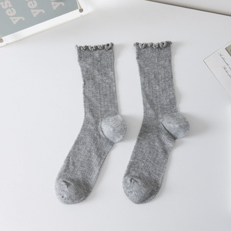 Lace Trim Crew Socks for Women | Breathable Mesh Summer Socks