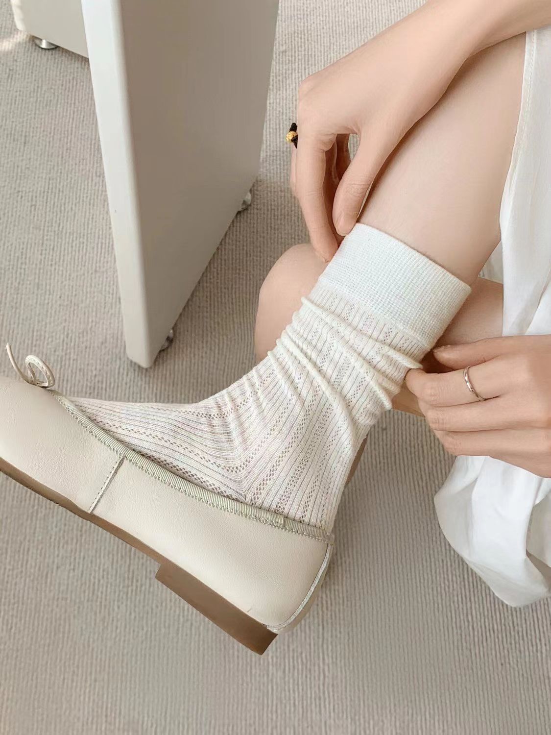 Breathable Mesh Crew Socks | Ballet Slouch Socks for Women