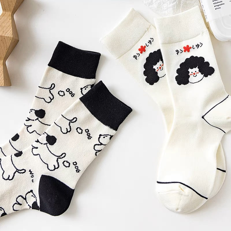 Cute Cartoon Novelty Crew Socks | Fun Patterned Cotton Socks for Women
