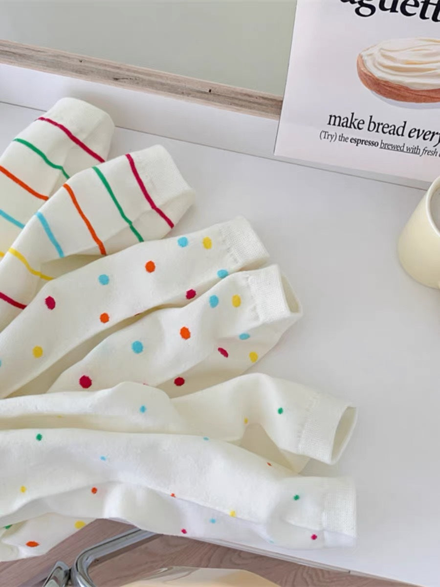Cute Cotton Crew Socks for Women | Colorful Dopamine Patterned Socks