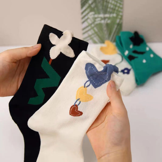 Cute Novelty Crew Socks for Women | Trendy Patterned Cotton Socks